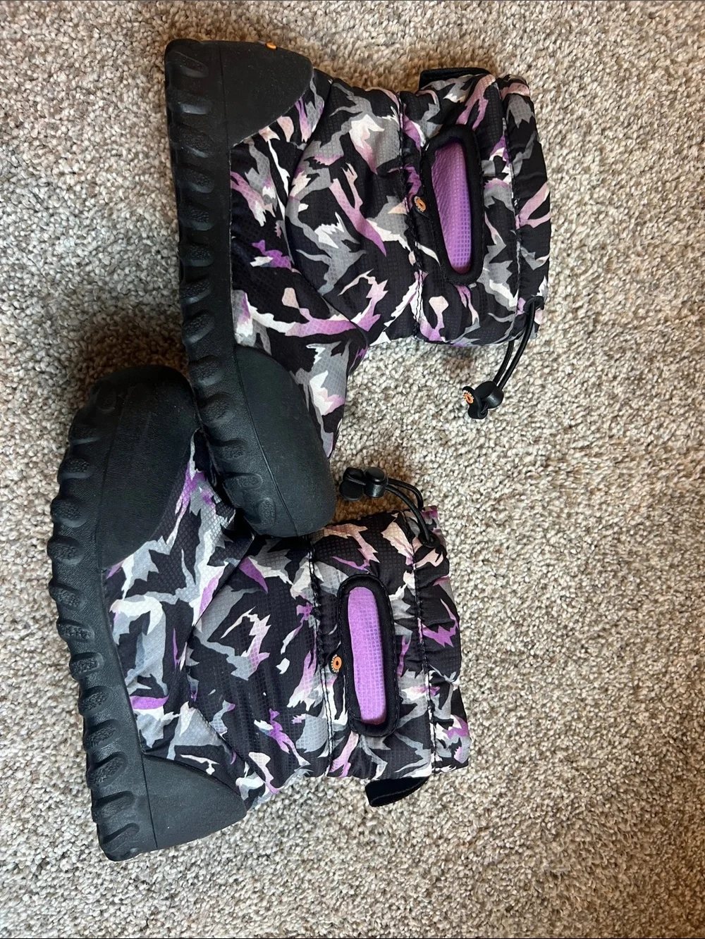 BOGS Kids Winter Snow Boots - Black & Purple Camouflage